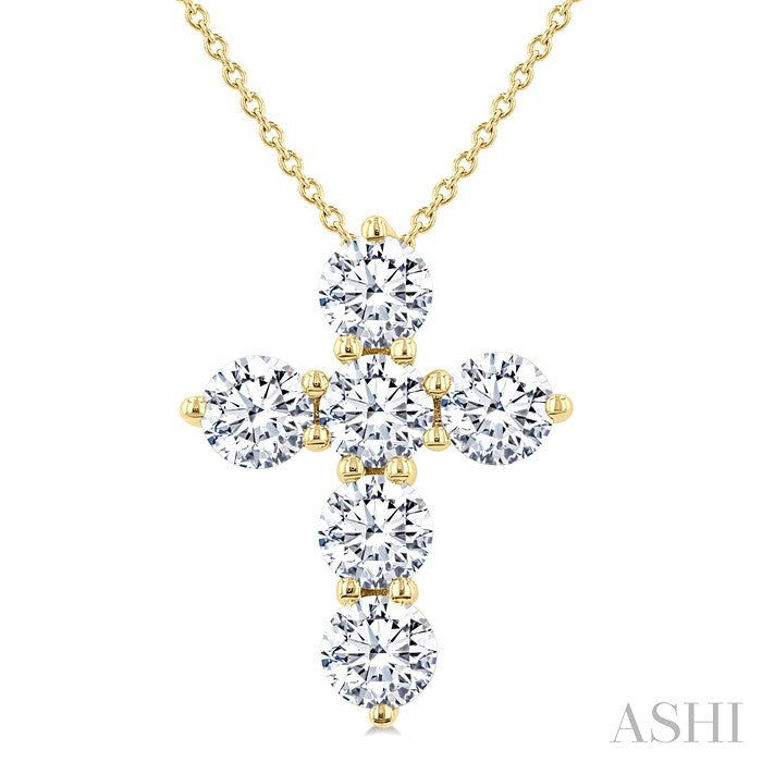 6 Stone Cross Diamond Fashion Pendant