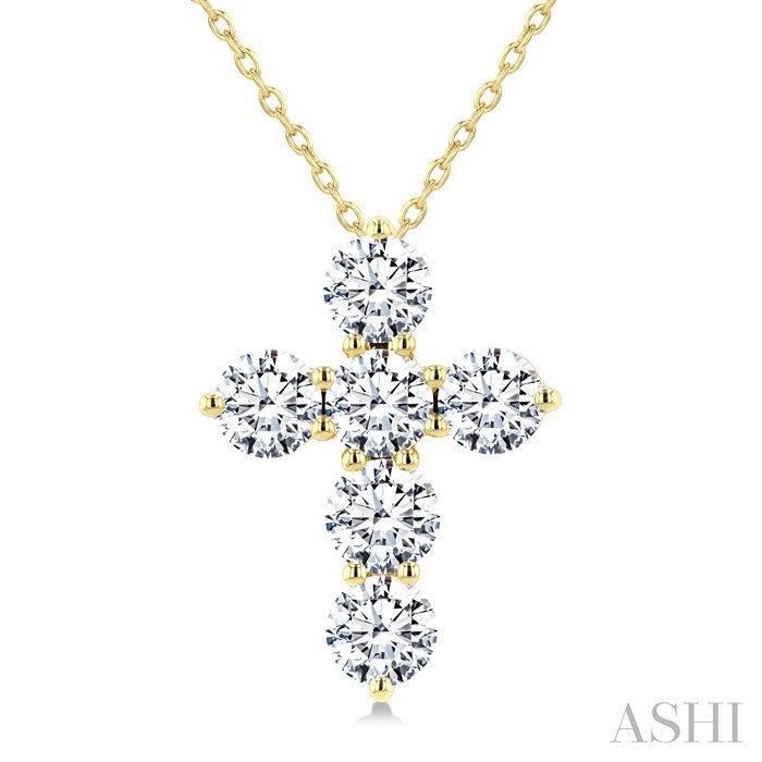 6 Stone Cross Diamond Fashion Pendant