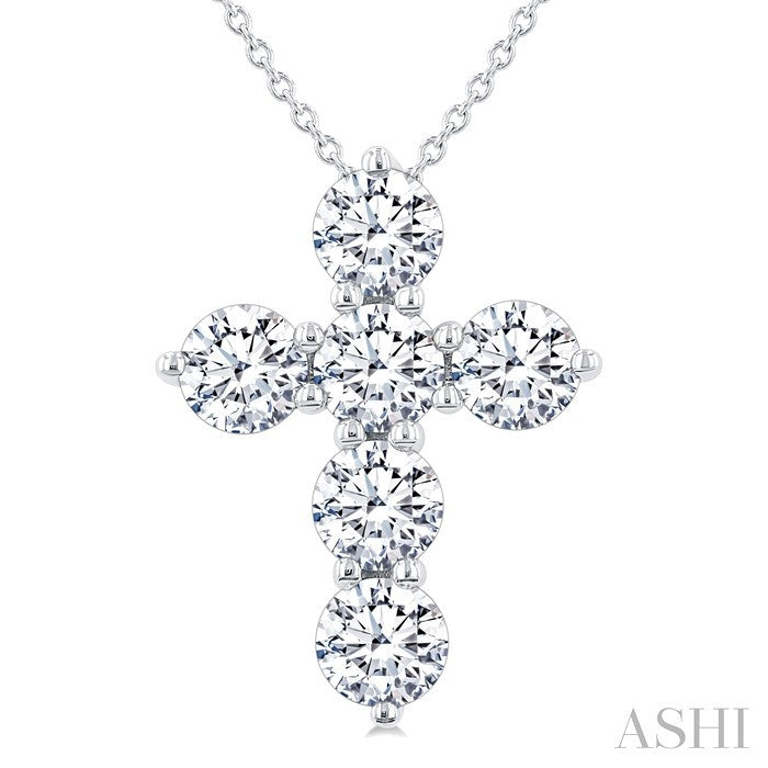 6 Stone Cross Diamond Fashion Pendant