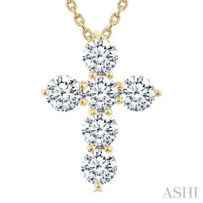 6 Stone Cross Diamond Fashion Pendant