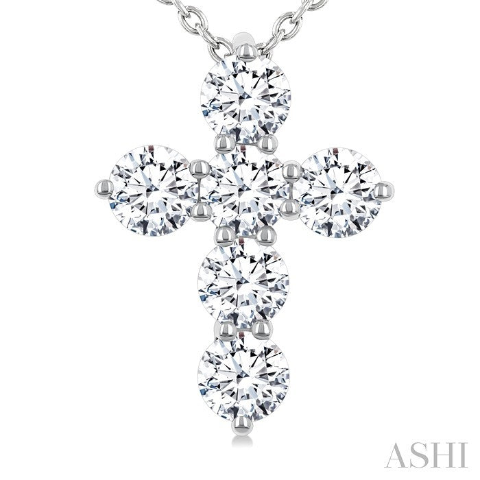 6 Stone Cross Diamond Fashion Pendant