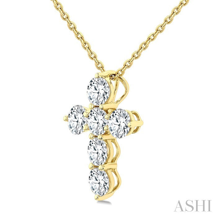 6 Stone Cross Diamond Fashion Pendant