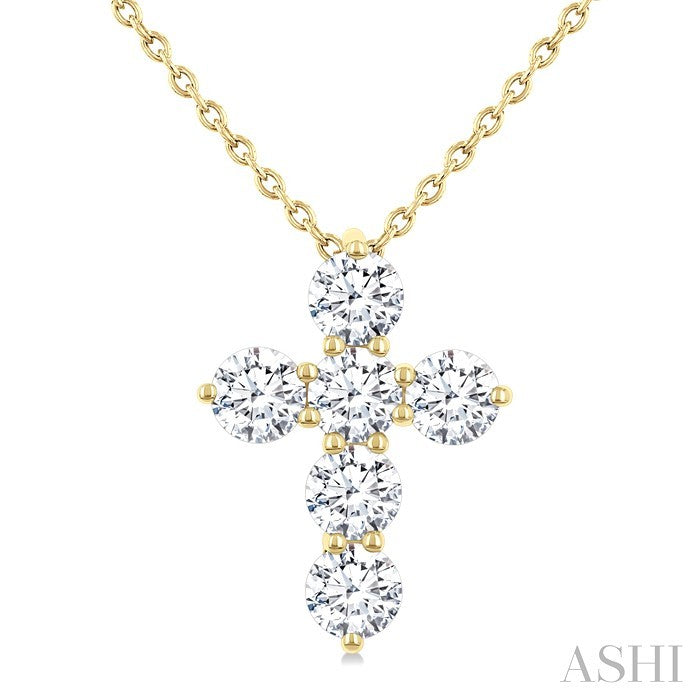 6 Stone Cross Diamond Fashion Pendant