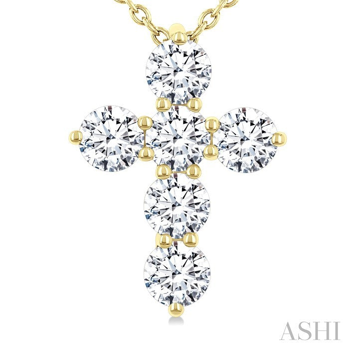 6 Stone Cross Diamond Fashion Pendant