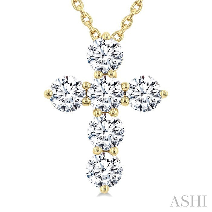 6 Stone Cross Diamond Fashion Pendant