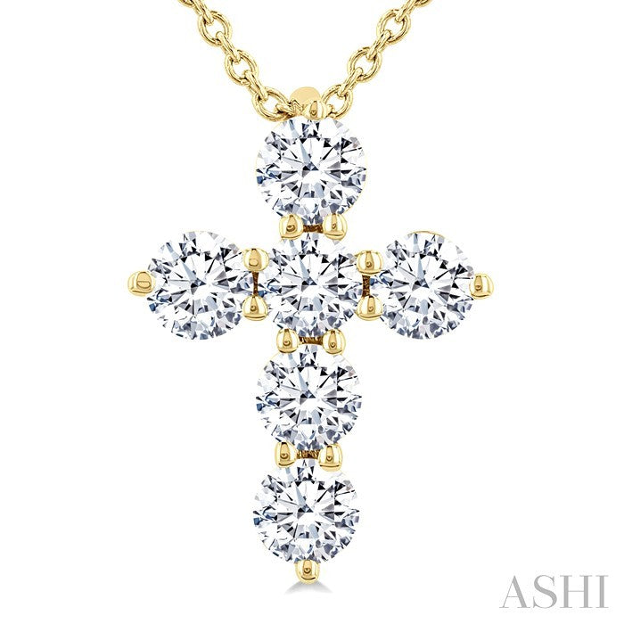 6 Stone Cross Diamond Fashion Pendant