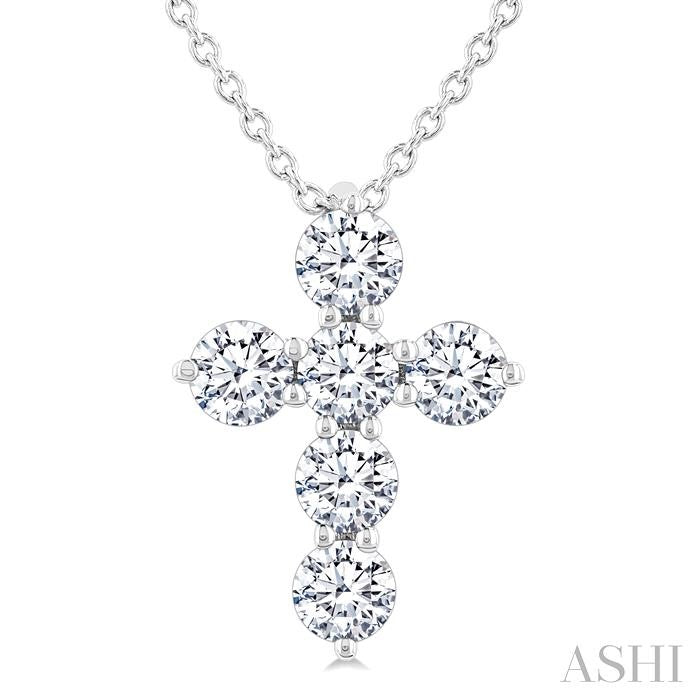 6 Stone Cross Diamond Fashion Pendant