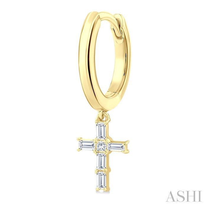 Cross Petite Diamond Fashion Hoop Earrings