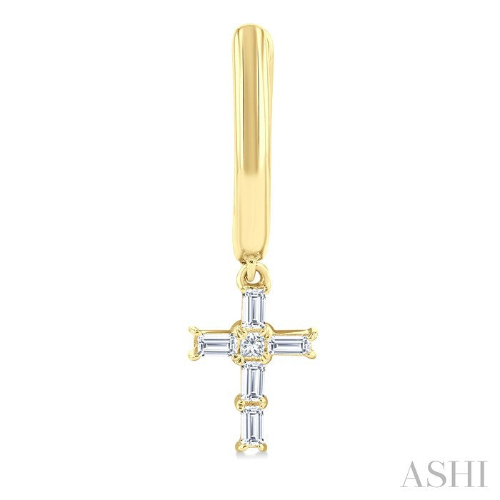 Cross Petite Diamond Fashion Hoop Earrings