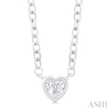 1/6 Ctw Petite Bezel Set Heart Shape Diamond Fashion Pendant With Chain in 10K White Gold