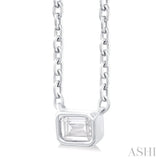 1/6 ctw Petite East-West Bezel Set Emerald Cut Diamond Fashion Pendant With Chain in 10K White Gold