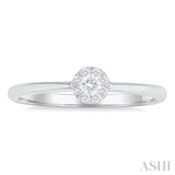 1/10 ctw Lovebright Petite Round Shape Round Cut Diamond Fashion Ring in 10K White Gold