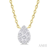 1/10 ctw Lovebright Petite Pear Shape Round Cut Diamond Fashion Pendant With Chain in 10K Yellow Gold