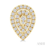1/5 Ctw Double Halo Pear Shape Petite Round Cut Diamond Fashion Stud Earring in 10K Yellow Gold