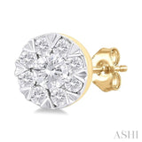 1/6 ctw Lovebright Petite Round Shape Round Cut Diamond Fashion Stud Earring in 10K Yellow Gold