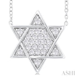 1/4 ctw Star of David Round Cut Diamond Fashion Pendant With Chain in 14K White Gold