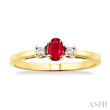 5x3 MM Oval Cut Ruby and 1/20 ctw Round Cut Diamond Ring in 10K Yellow Gold