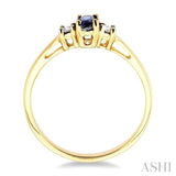 5x3 MM Oval Cut Sapphire and 1/20 ctw Round Cut Diamond Ring in 10K Yellow Gold