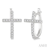 1/4 ctw Round Cut Diamond Cross Earrings in 14K White Gold