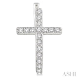 1/4 ctw Round Cut Diamond Cross Earrings in 14K White Gold