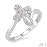 1/6 ctw Round Cut Diamond Cross Ring in 10K White Gold