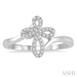 1/6 ctw Round Cut Diamond Cross Ring in 10K White Gold