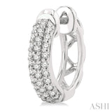 1/4 Ctw Petite Triple Row Round Cut Diamond Fashion Huggies in 10K White Gold