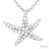 1/5 ctw Petite Starfish Round Cut Diamond Fashion Pendant With Chain in 10K White Gold