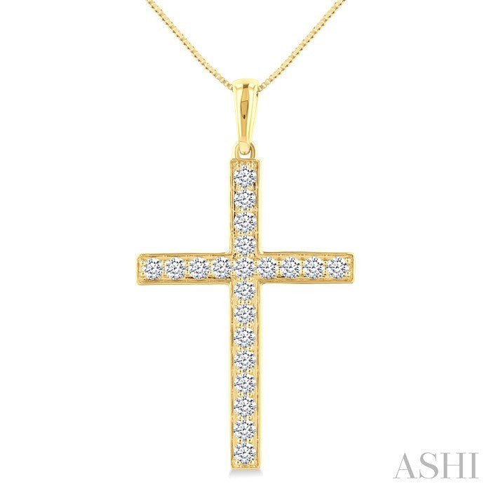 Pave-Set Cross Diamond Fashion Pendant