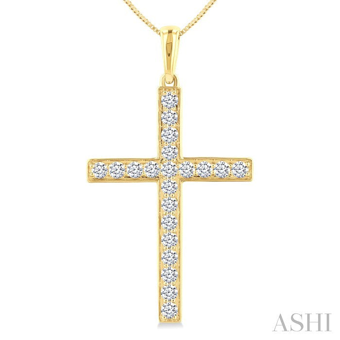 Pave-Set Cross Diamond Fashion Pendant