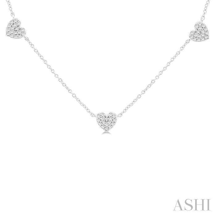 Heart Shape Diamond Station Necklace