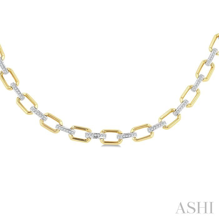 Bold Octagon Shape Link Diamond Fashion Necklace