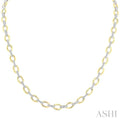 Bold Oval Shape Link Diamond Fashion Necklace