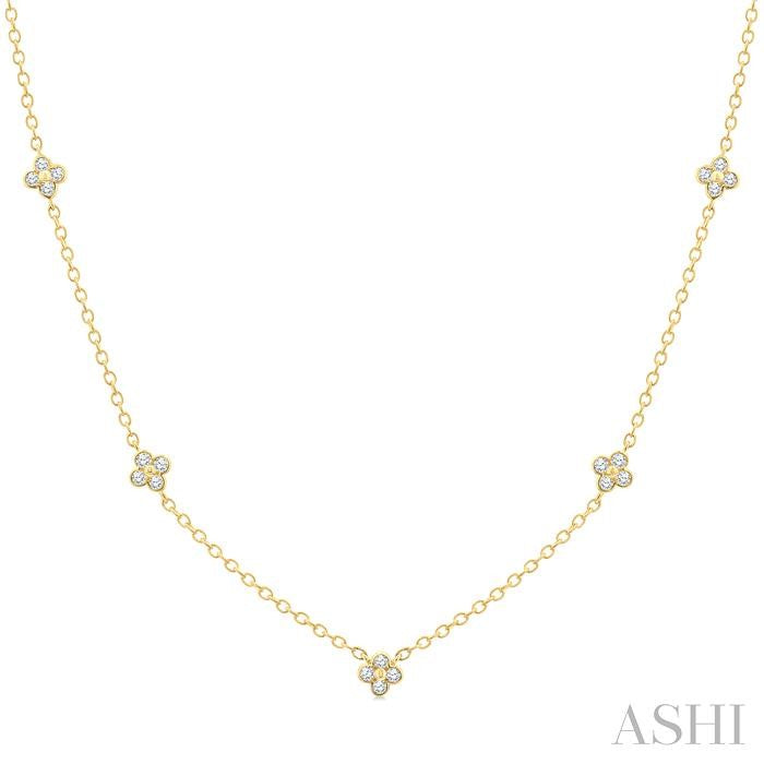 Clover Bezel Set Diamond Station Necklace