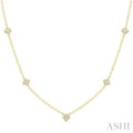 Clover Bezel Set Diamond Station Necklace