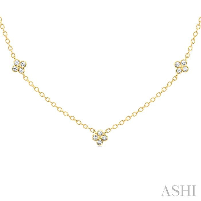Clover Bezel Set Diamond Station Necklace