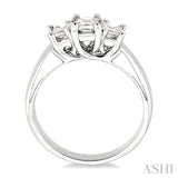 3/4 Ctw Three Stone Princess Cut Diamond Ring in 14K White Gold