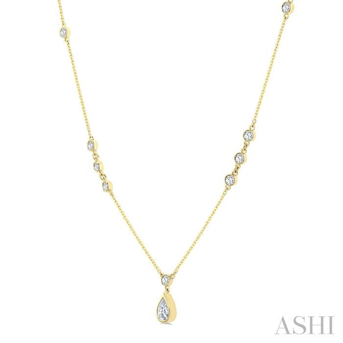 Pear Shape Bezel Set Drop Necklace