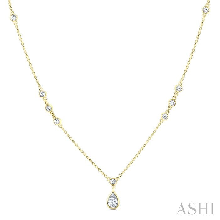 Pear Shape Bezel Set Drop Necklace