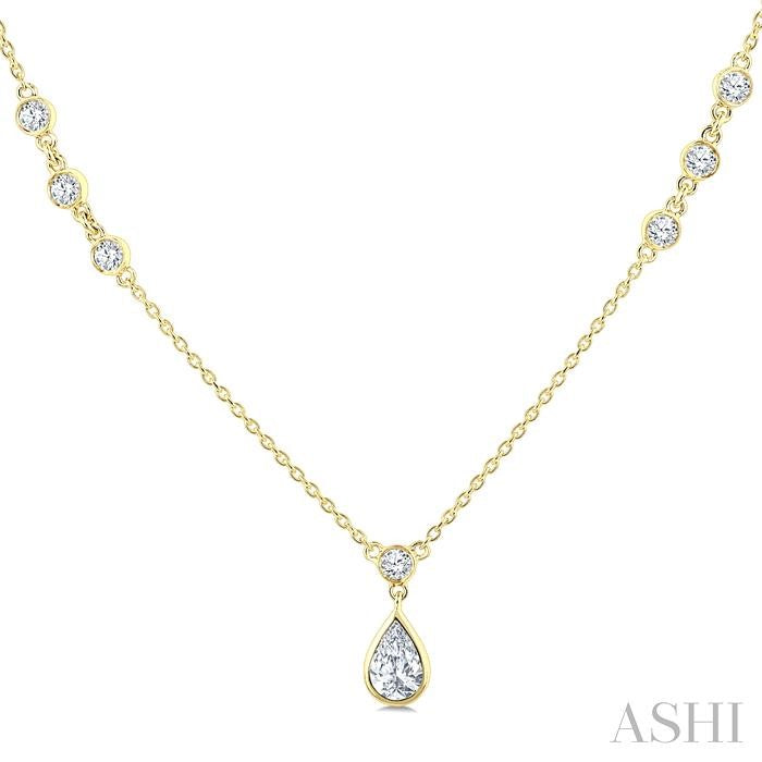Pear Shape Bezel Set Drop Necklace
