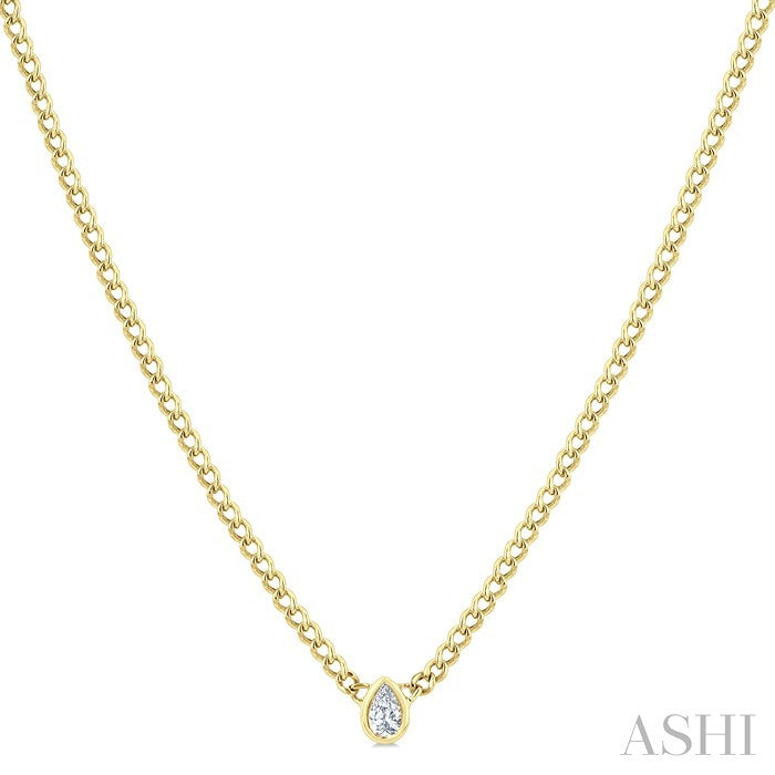 Pear Shape Bezel Curb & Cuban Diamond Fashion Necklace