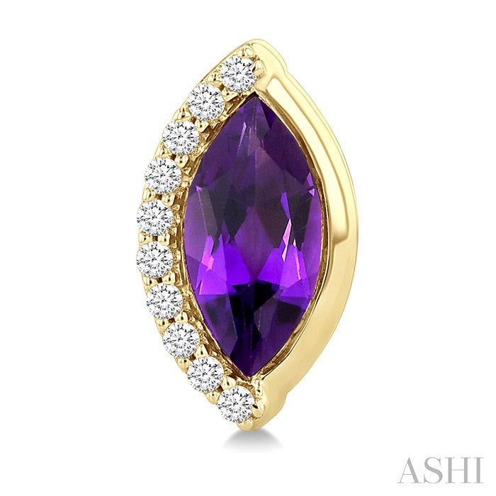 Marquise Shape Gemstone & Diamond Stud Earrings