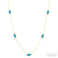 Marquise Shape Gemstone & Diamond Station Necklace