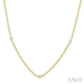 Emerald Shape Bezel Curb & Cuban Station Diamond Necklace