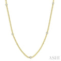 Round Shape Bezel Curb & Cuban Station Diamond Necklace