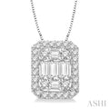 Emerald Shape Halo Fusion Diamond Pendant