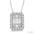 Emerald Shape Halo Fusion Diamond Pendant