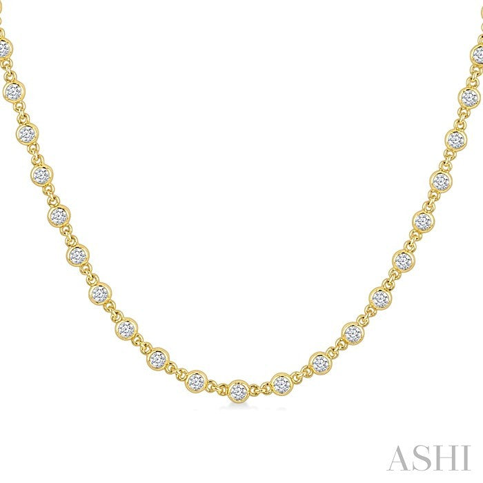 Bezel Set Diamond Station Necklace