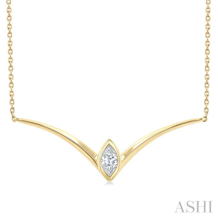 Marquise Shape Chevron Diamond Necklace