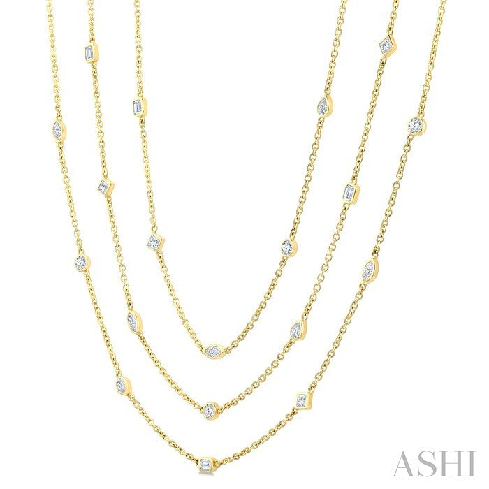 Mixed Shape Layered Diamond Station Necklace